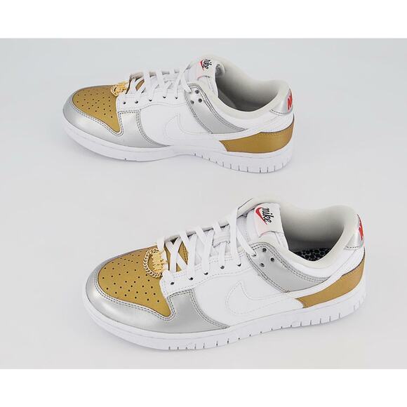 NEW Nike Dunk Low SE Shoes Gold White Silver DH4403 700 - SIZE 7 WOMEN / 5.5 MEN main image 6